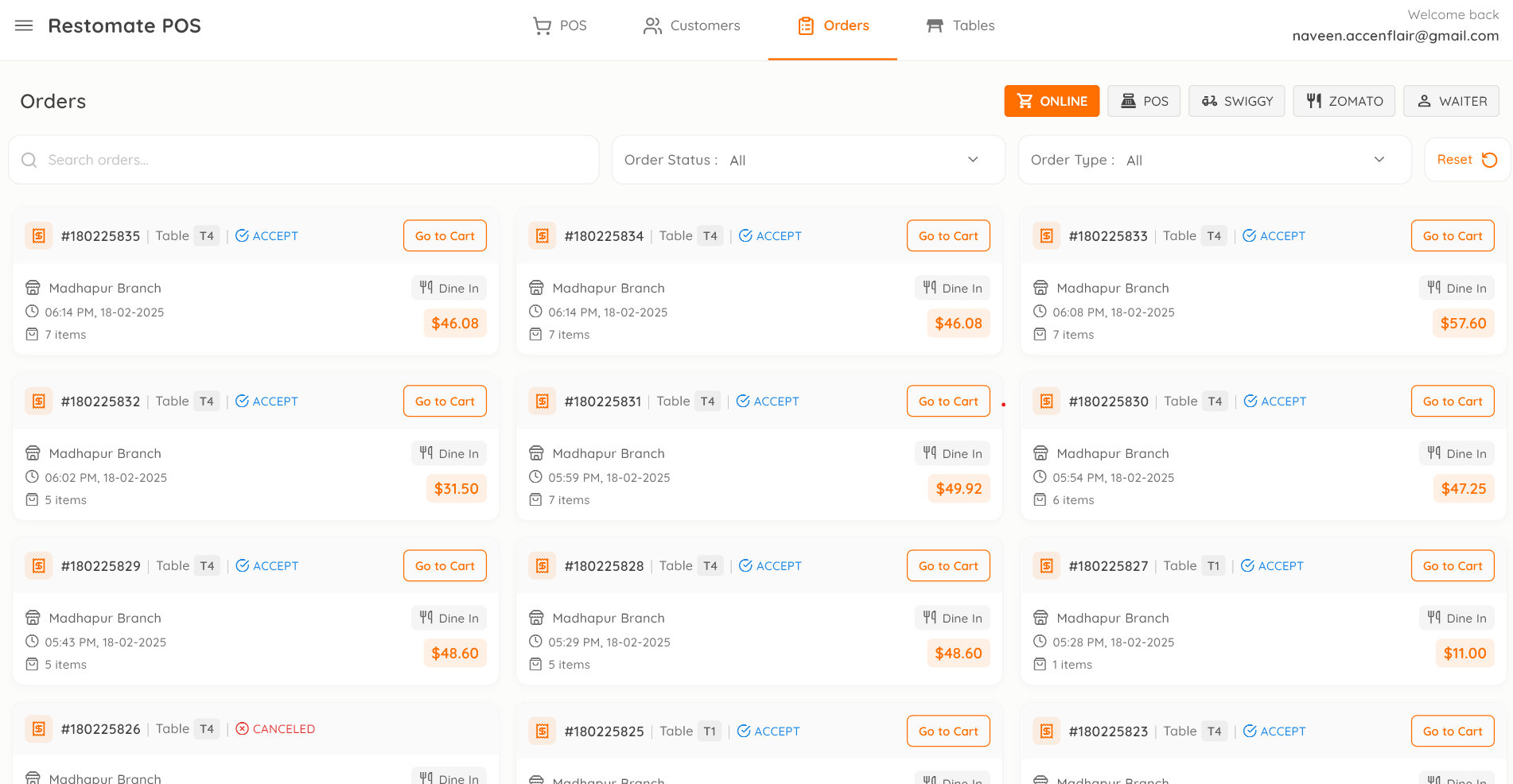 Online Order Management Dashboard